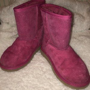 Ugg Australia Classic Short Serein Pink Glitter Boots Youth Size 4